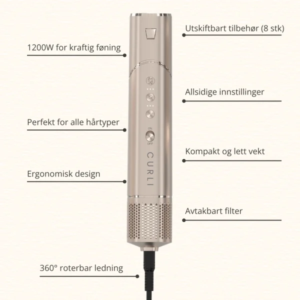 AirLuxe Airstyler spesifikasjoner