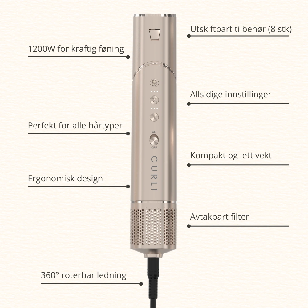 AirLuxe Airstyler spesifikasjoner
