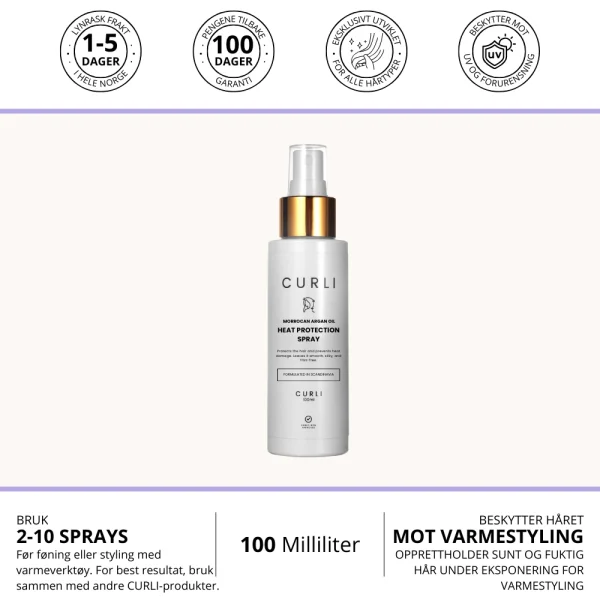 CURLI Moroccan Argan Oil Heat Protection Spray Oppsummering