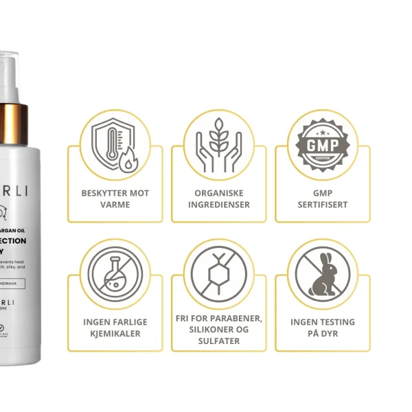 CURLI Moroccan Argan Oil Heat Protection Spray Spesifikasjoner
